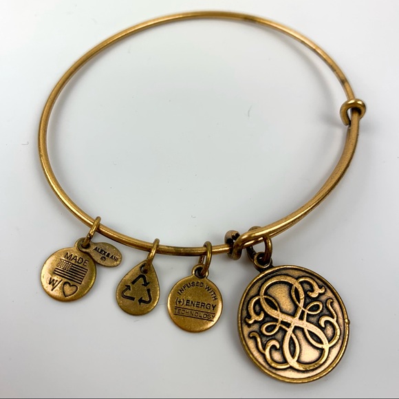 Alex and Ani Bangle Bar "Path of Life" Rafaelian Gold-Tone Expandable Bracelet - Picture 6 of 11